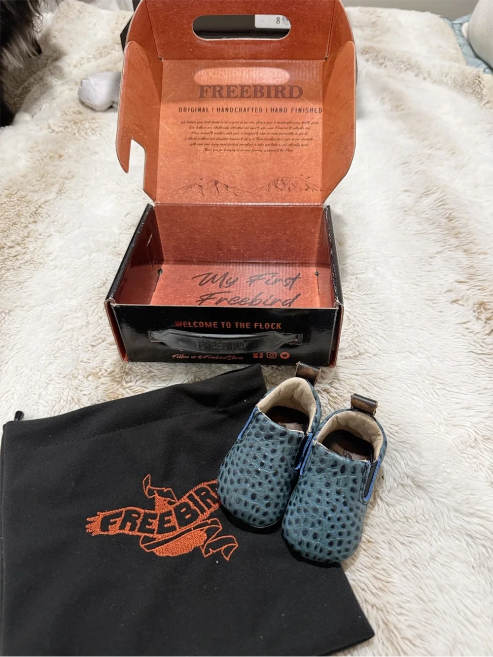 RARE FREEBIRD Baby Kicks Turquoise Croco Leather Shoes 0-3M NIB